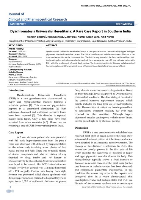 Pdf Dyschromatosis Universalis Hereditaria A Rare Case Report In