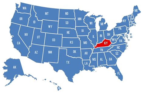 Where Is Kentucky On The Us Map Us States Map