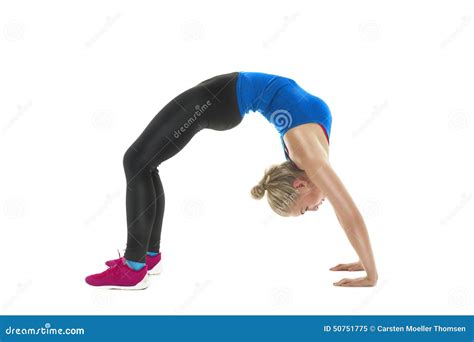 Supple Athletic Woman Bending Over Backwards Stock Image Image Of