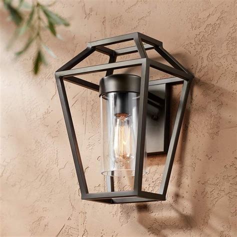 The perfect geometric lighting addition for an abstract, yet modern touch to your home! Madi 13 1/4" High Bronze Geometric Outdoor Wall Light ...