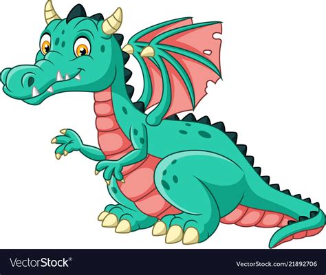 Cartoon Dragon Isolated On White Background Vector Image