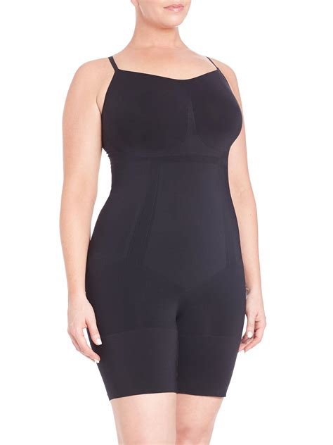 Lyst Spanx Oncore Mid Thigh Plus Size Bodysuit In Black