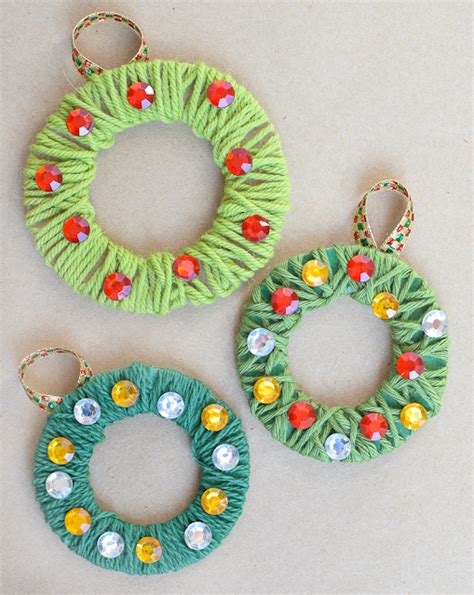 Yarn Wrapped Christmas Wreath Ornaments What Can We Do