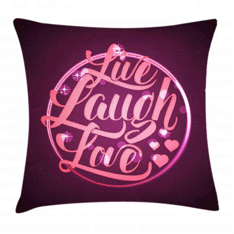 Live Laugh Love Decor Throw Pillow Cushion Cover Vibrant Romantic Vintage Stamp Inspired Circle