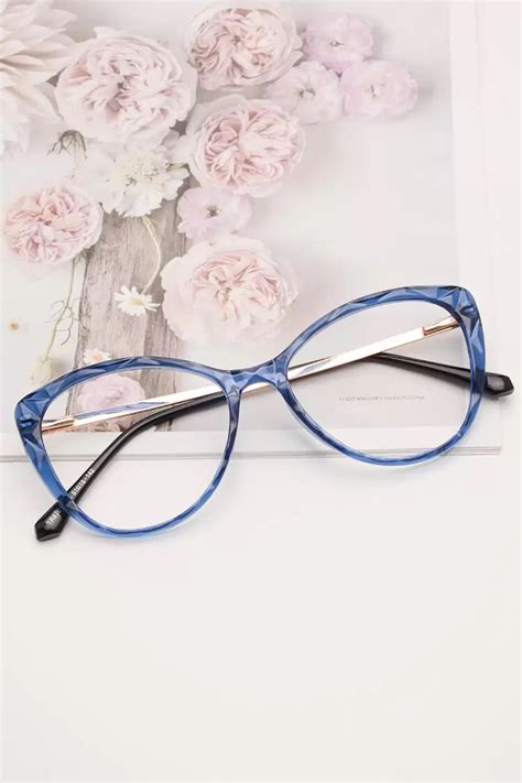 87012 cat eye butterfly blue eyeglasses frames leoptique