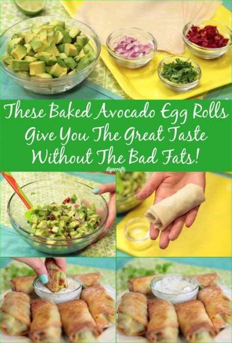 While cooking, mix together avocado dip ingredients in a food processor. Delicious Avocado Egg Rolls - The Healthier Cheesecake ...