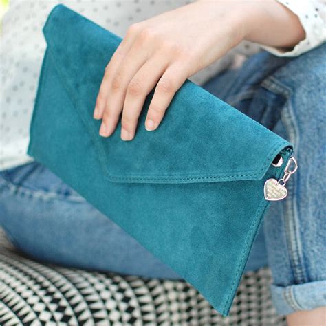 Personalised Suede Leather Envelope Clutch Bag By Penelopetom