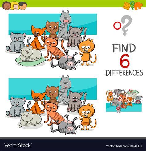 Spot Differences With Cats Or Kittens Royalty Free Vector