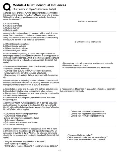 Module 4 Quiz Individual Influences - Study online at quizlet/_bxfgtd A