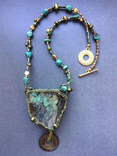 Peruvian Chrysocolla And Turquoise Necklace Long Necklace Boho