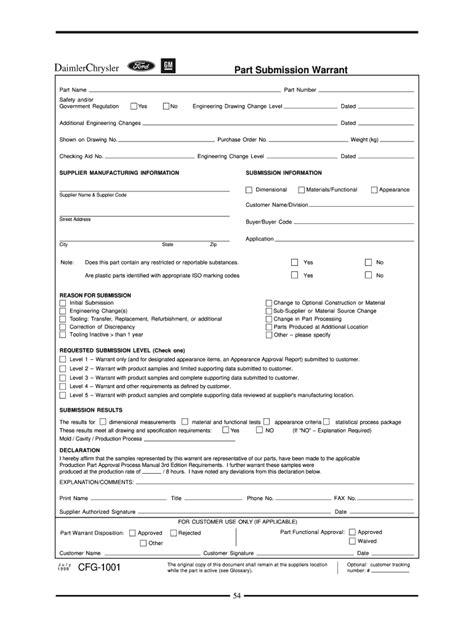 Part Submission Warrant Form Fill Out And Sign Printable Pdf Template