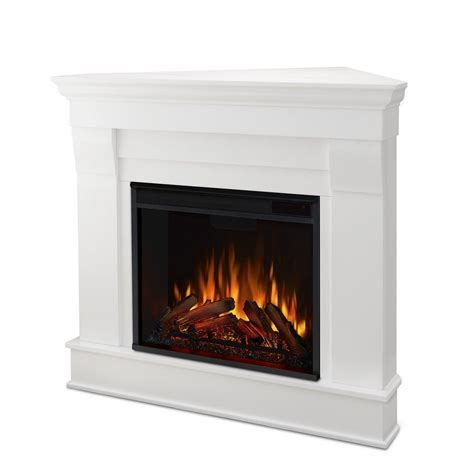 Chateau Corner Electric Fireplace In White Real Flame 5950e W