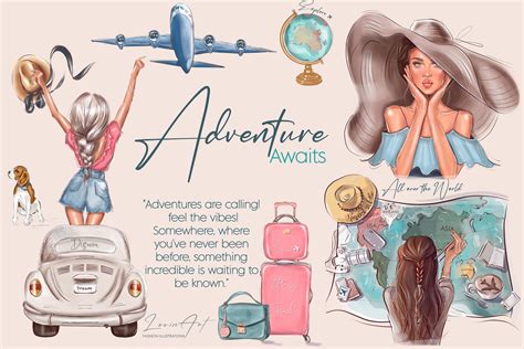 Adventure Awaits Travel Clipart Graphic by Ksenia FashionArt · Creative