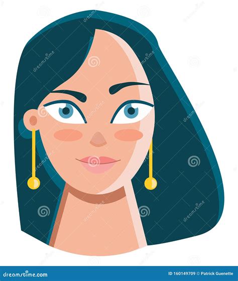 Beautiful Girl With Golden Earrings Vector Or Color Illustration Stock Vector Illustration Of