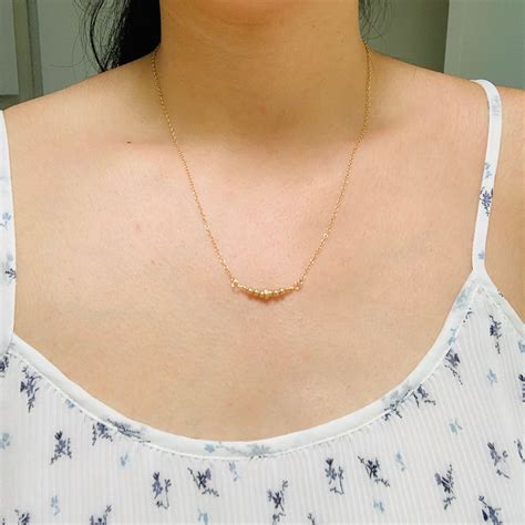 Dainty Gold Bead Necklace Simple Gold Bead Necklace 14k Gold Etsy