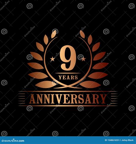 9 Do Aniversário Anos De Logotipo Da Celebração Molde Luxuoso Do