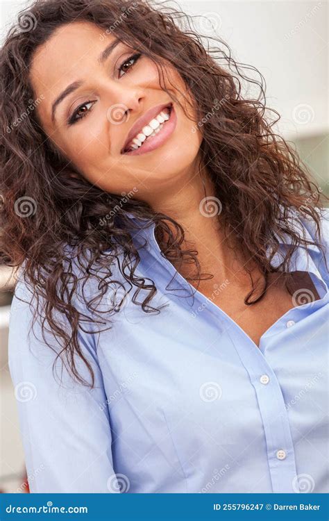 Beautiful Happy Latina Hispanic Girl Young Woman Smiling Stock Image