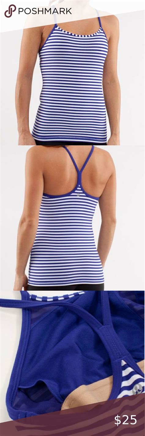 Blue And White Striped Lululemon Power Y Tank In 2020 Blue And White White Stripe Striped