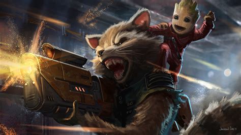 Baby Groot And Rocket Raccoon Artwork HD Movies K Wallpapers Images Backgrounds Photos And