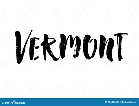 Handwritten American State Name Vermont Calligraphic Element For Your