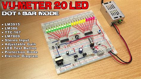 The circuit diagram shows a very simple. LM3915 Vu-Meter with 20 LEDs (Dot/Bar Mode) - YouTube