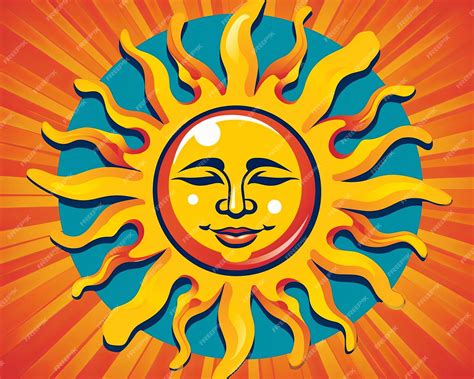 Premium Vector A Cartoon Sun With A Smiling Face On An Orange Background