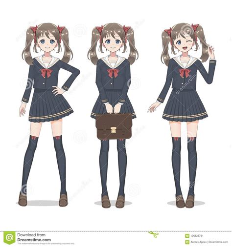 Anime Manga Schoolgirl In A Skirt Stockings And School