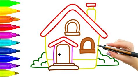 Casa Dibujo Y Colorear Para Niños Cómo Aprender A Dibujar Y Pintar