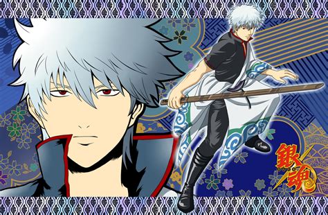 All Male Gintama Gray Hair Male Red Eyes Sakata Gintoki Sword Weapon