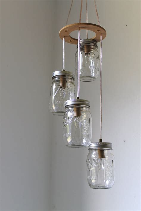 Spiral Mason Jar Chandelier Rustic Hanging Mason Jar Pendant Etsy