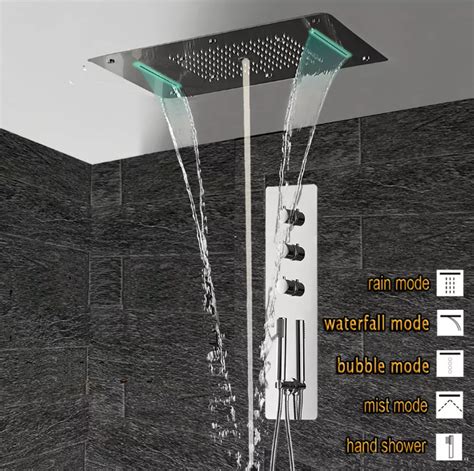 Install a ceiling mount bracket at one of your marked points. 2021 Super Luxury Shower 5 Function Recessed Ceiling Mount ...