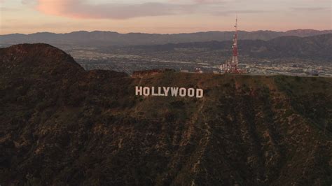 4K stock footage aerial video of flying by the Hollywood Sign, Los ...