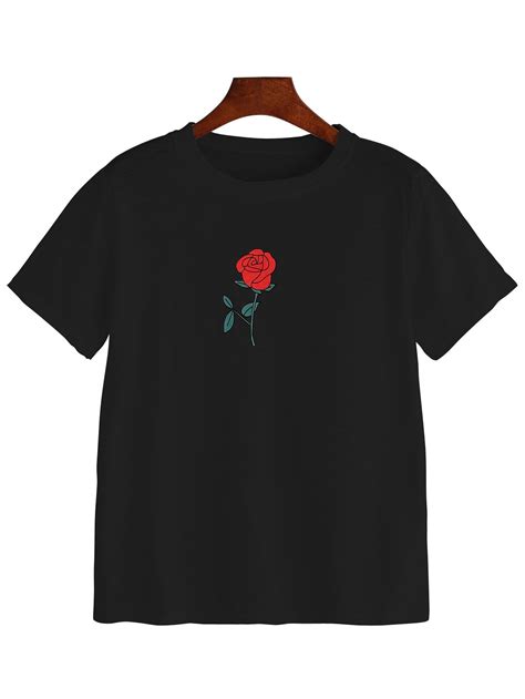 Black Rose Print T Shirt Mobile Site Cool Shirts Tee Shirts T Shirt
