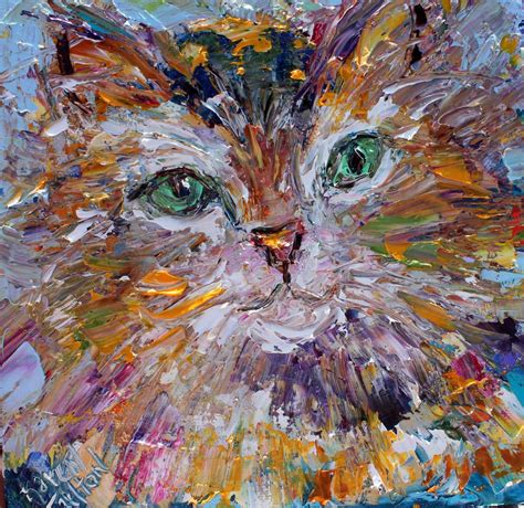 Cat Painting Pet Art Animal Canvas Painting Original Oil Abstract