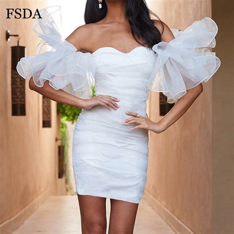 Fsda Off Shoulder Black White Party Dress Sexy Mesh Elegant Mini Bodycon Backless Summer Women
