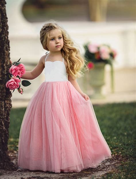 Little Girls Kidchildren Pink Flower Girl Dresses First Communion