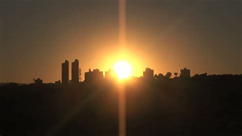 Los Angeles Skyline Sunrise Pan And Zoom Out Timelapse Silhouette