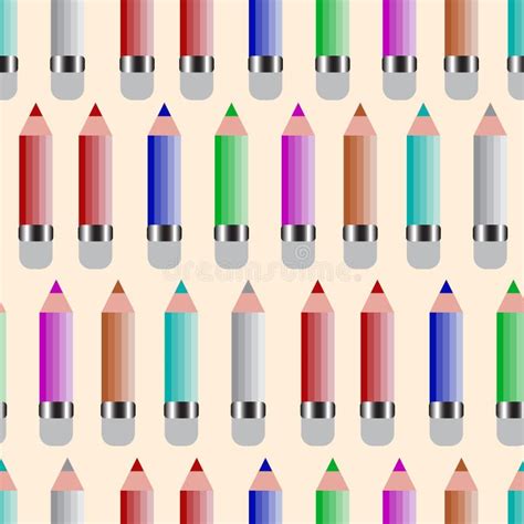 Colored Pencils Seamless Pattern Stock Vector Illustration Of