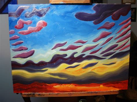Christine Regan Landscapes New Painting Semi Abstract Landscape Of Sunset