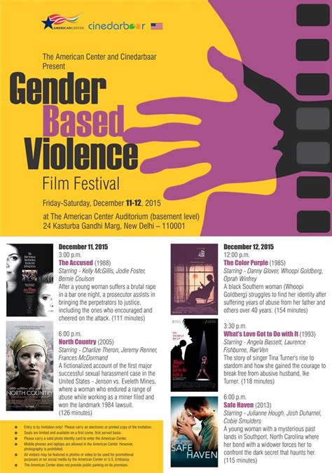 Anger is one of the basic human emotions, as elemental as happiness, sadness, anxiety, or disgust. Gender Based Violence Film Festival (11th - 12th December 2015): Discussing GBV through American ...