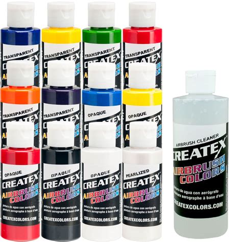 12 Createx Colors Airbrush Paint Set Basic Colors Mix Cups Free How