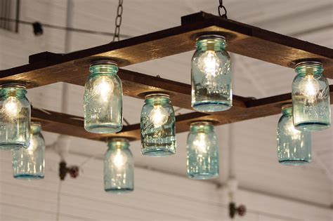 Hanging Mason Jar Light Out Of Mason Jars Cafe Lights And A Wood