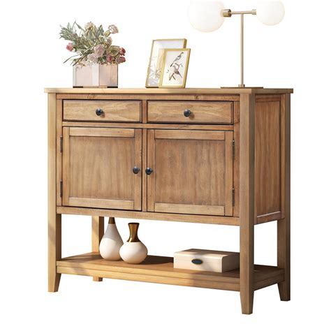 Rustic Style Modern Console Table 2 Drawers Large Cabinet Cupboard With