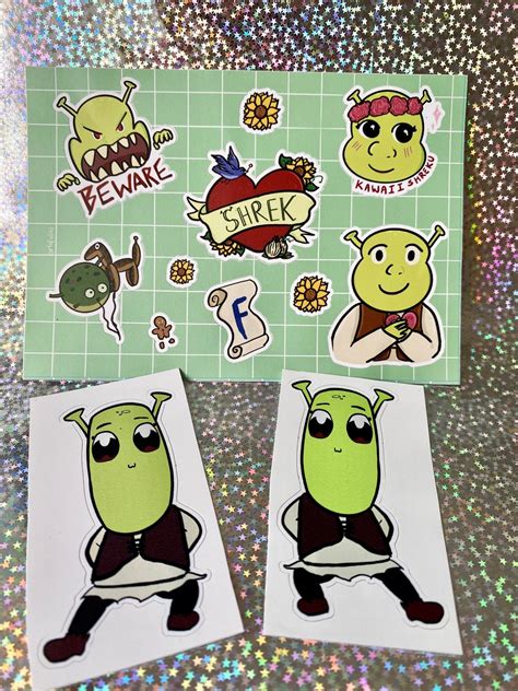 Shrek Vinyl Sticker Sheets Etsy