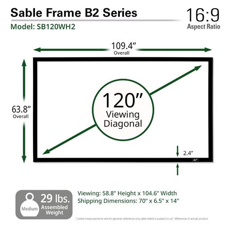 Elite Screens Sable Frame B2 120 Inch Projector Screen Diagonal 169