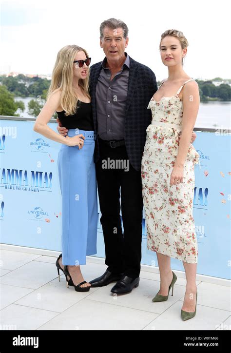 Amanda Seyfried Pierce Brosnan And Lily James Mamma Mia 2 Here We