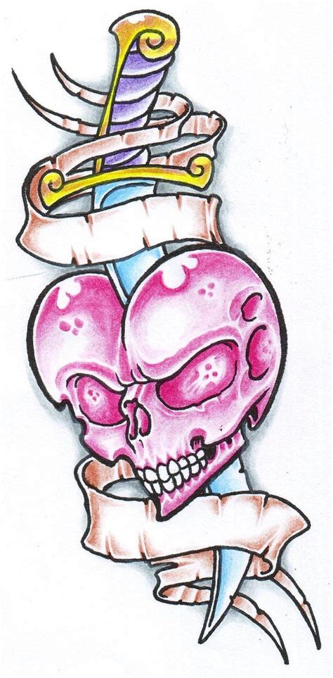 Pin On Heart With Dagger And Skull Tattoo