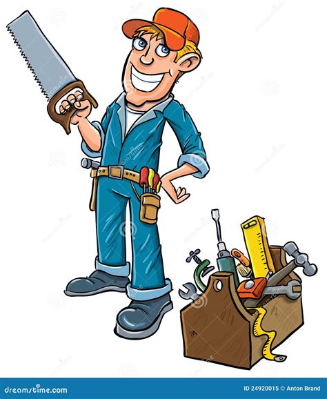 Cartoon Handyman With Tools Vector Illustration