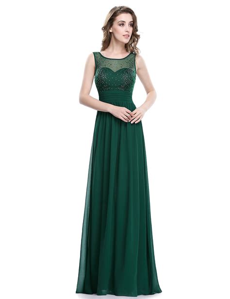 Elegant Forest Green Sparkle Bust Bridesmaid Dress Budget Bridesmaid