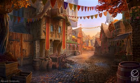 Medieval Street Game Scene By Aleksandr On